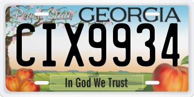 GA license plate CIX9934