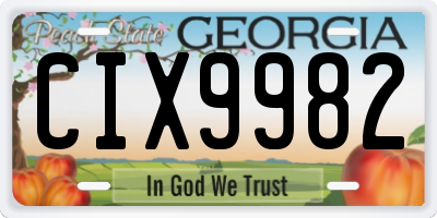 GA license plate CIX9982