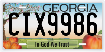 GA license plate CIX9986