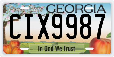GA license plate CIX9987