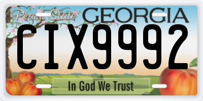 GA license plate CIX9992