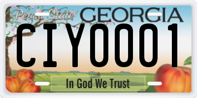 GA license plate CIY0001