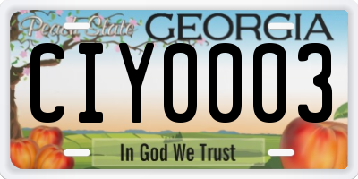 GA license plate CIY0003