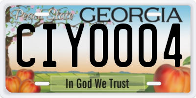 GA license plate CIY0004