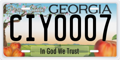 GA license plate CIY0007