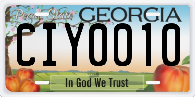 GA license plate CIY0010
