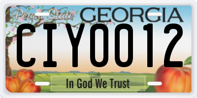 GA license plate CIY0012