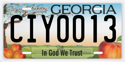 GA license plate CIY0013