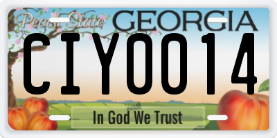 GA license plate CIY0014