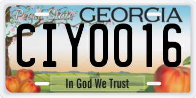 GA license plate CIY0016
