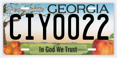 GA license plate CIY0022