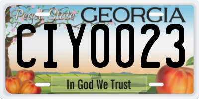 GA license plate CIY0023