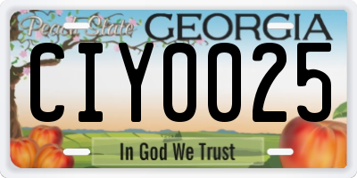 GA license plate CIY0025
