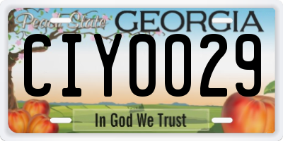 GA license plate CIY0029