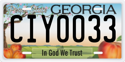 GA license plate CIY0033