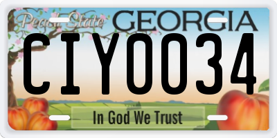 GA license plate CIY0034