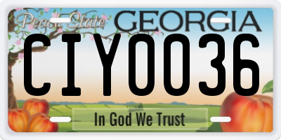 GA license plate CIY0036
