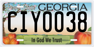 GA license plate CIY0038