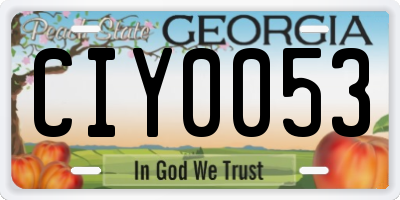GA license plate CIY0053