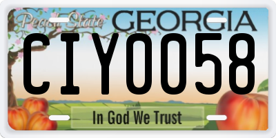 GA license plate CIY0058