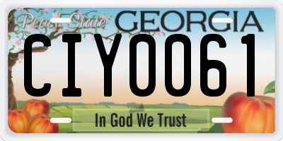 GA license plate CIY0061