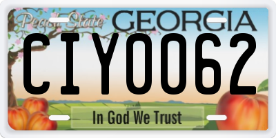 GA license plate CIY0062