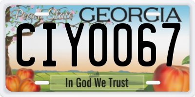 GA license plate CIY0067