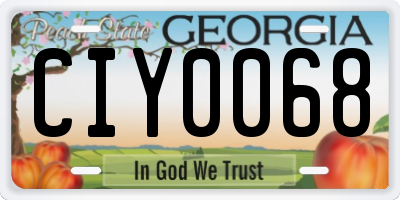 GA license plate CIY0068