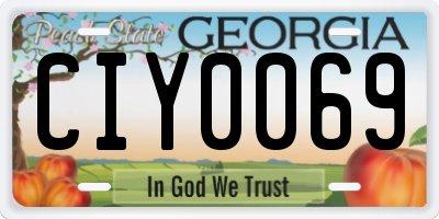 GA license plate CIY0069