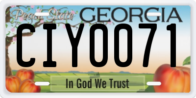 GA license plate CIY0071