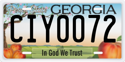 GA license plate CIY0072