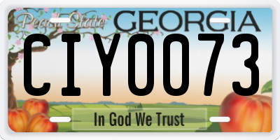 GA license plate CIY0073