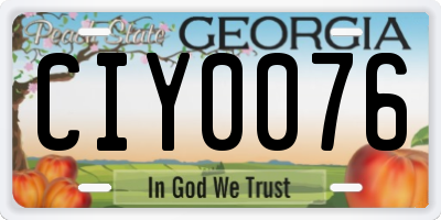 GA license plate CIY0076