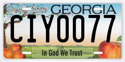 GA license plate CIY0077