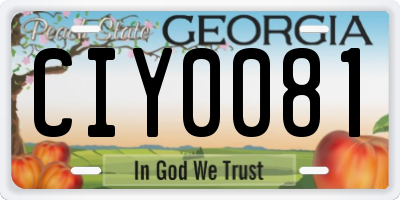 GA license plate CIY0081