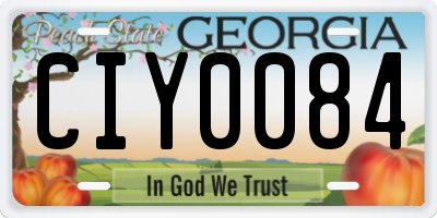 GA license plate CIY0084
