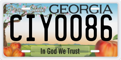 GA license plate CIY0086
