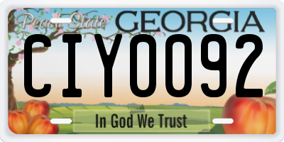 GA license plate CIY0092