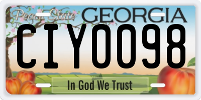 GA license plate CIY0098