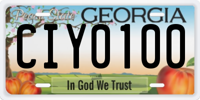 GA license plate CIY0100