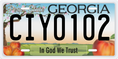 GA license plate CIY0102