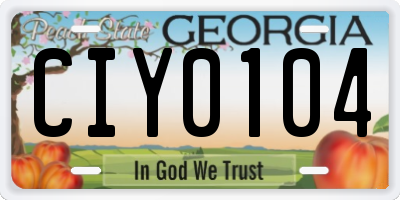 GA license plate CIY0104