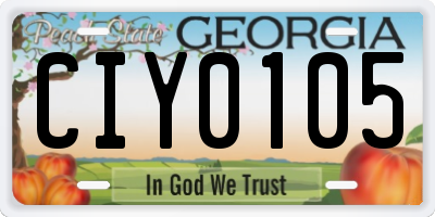 GA license plate CIY0105