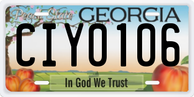GA license plate CIY0106