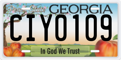 GA license plate CIY0109