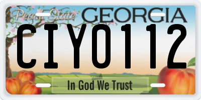 GA license plate CIY0112