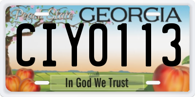 GA license plate CIY0113