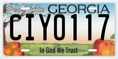 GA license plate CIY0117