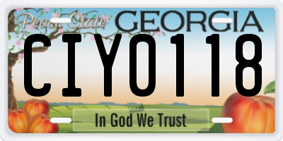 GA license plate CIY0118