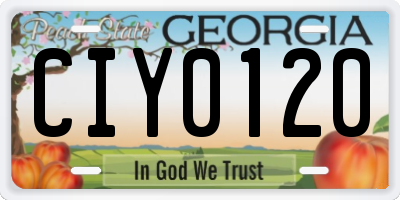 GA license plate CIY0120